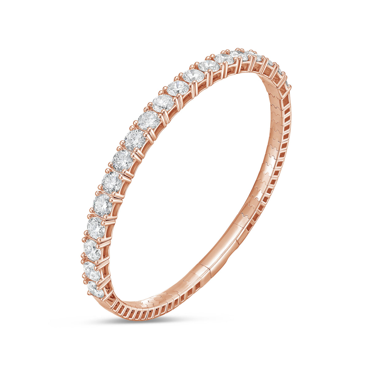 Lab Grown Round Diamond Halfway Flex Bangle