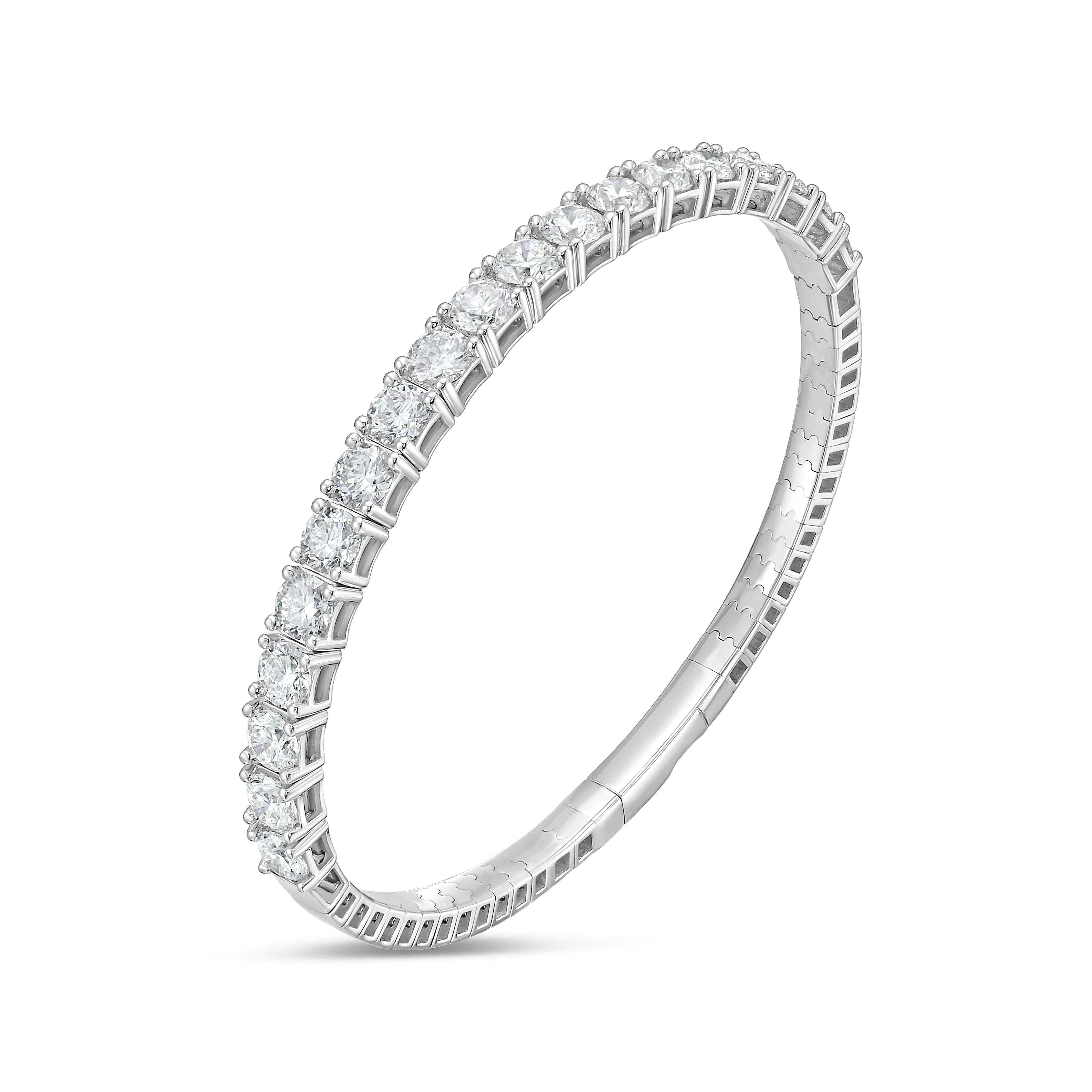 Lab Grown Round Diamond Halfway Flex Bangle