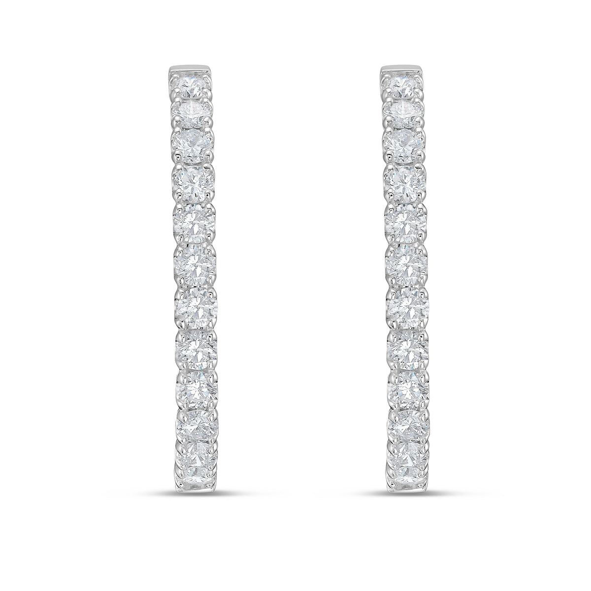 Lab Grown Round Diamond Oval Shape Hoop Earrings - 1.00"