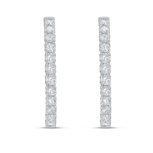 Lab Grown Round Diamond Oval Shape Hoop Earrings - 1.00"