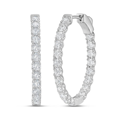Lab Grown Round Diamond Oval Shape Hoop Earrings - 1.00"