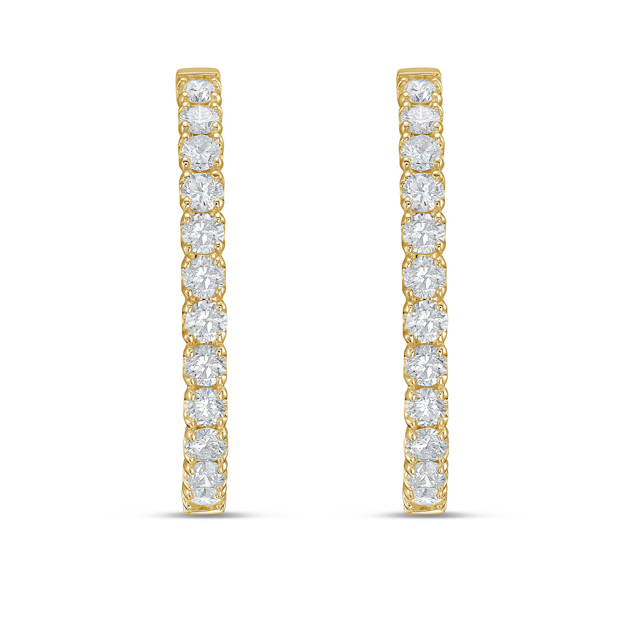 Lab Grown Round Diamond Oval Shape Hoop Earrings - 1.00"