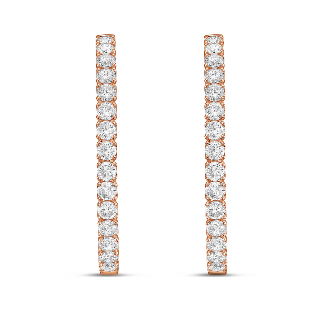 Lab Grown Round Diamond Oval Shape Hoop Earrings - 1.50"