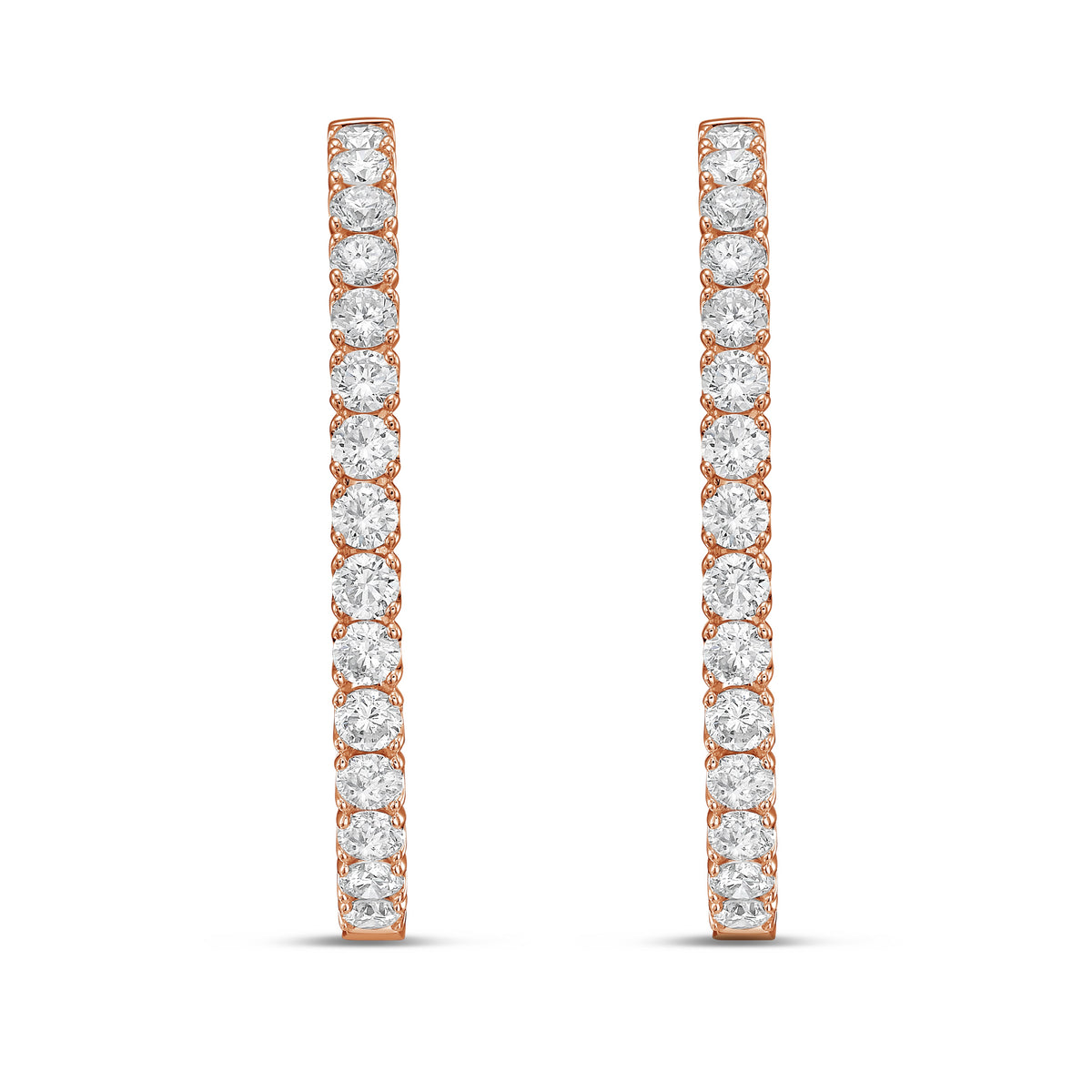 Lab Grown Round Diamond Oval Shape Hoop Earrings - 1.50"