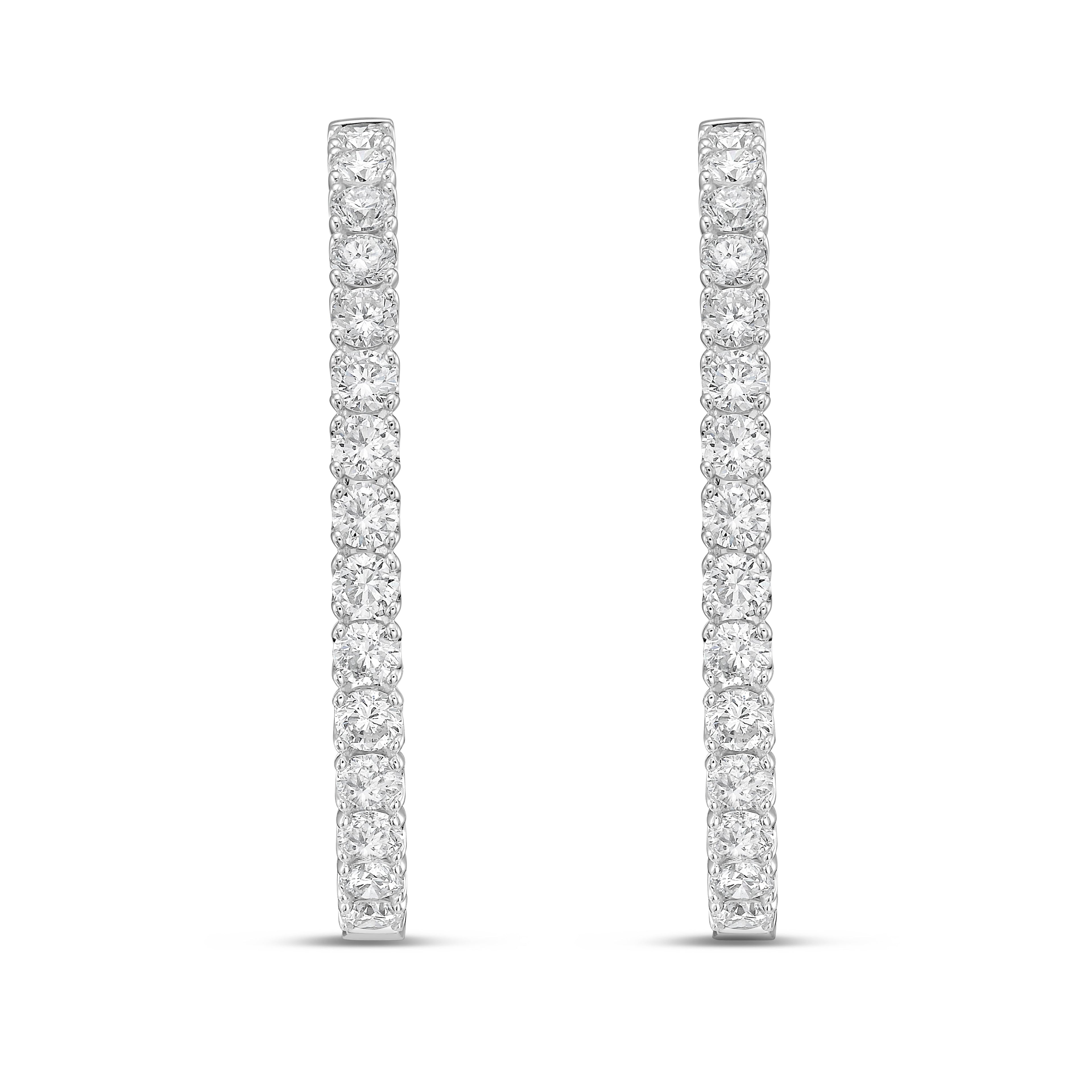 Lab Grown Round Diamond Oval Shape Hoop Earrings - 1.50"