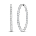 Lab Grown Round Diamond Oval Shape Hoop Earrings - 1.50"