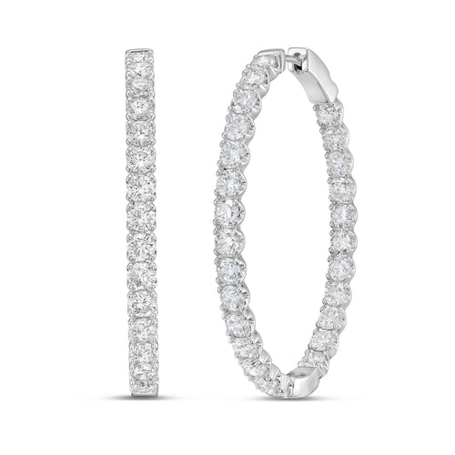 Lab Grown Round Diamond Oval Shape Hoop Earrings - 1.50"