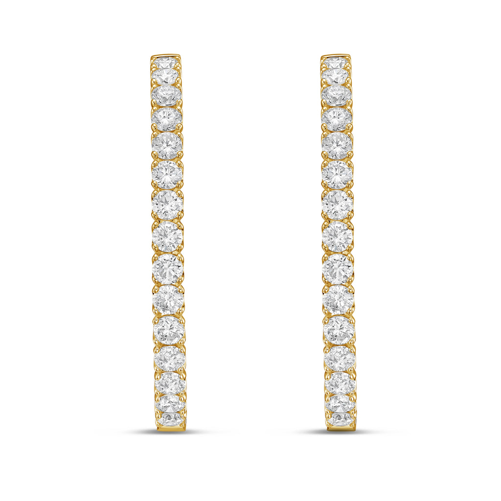 Lab Grown Round Diamond Oval Shape Hoop Earrings - 1.50"