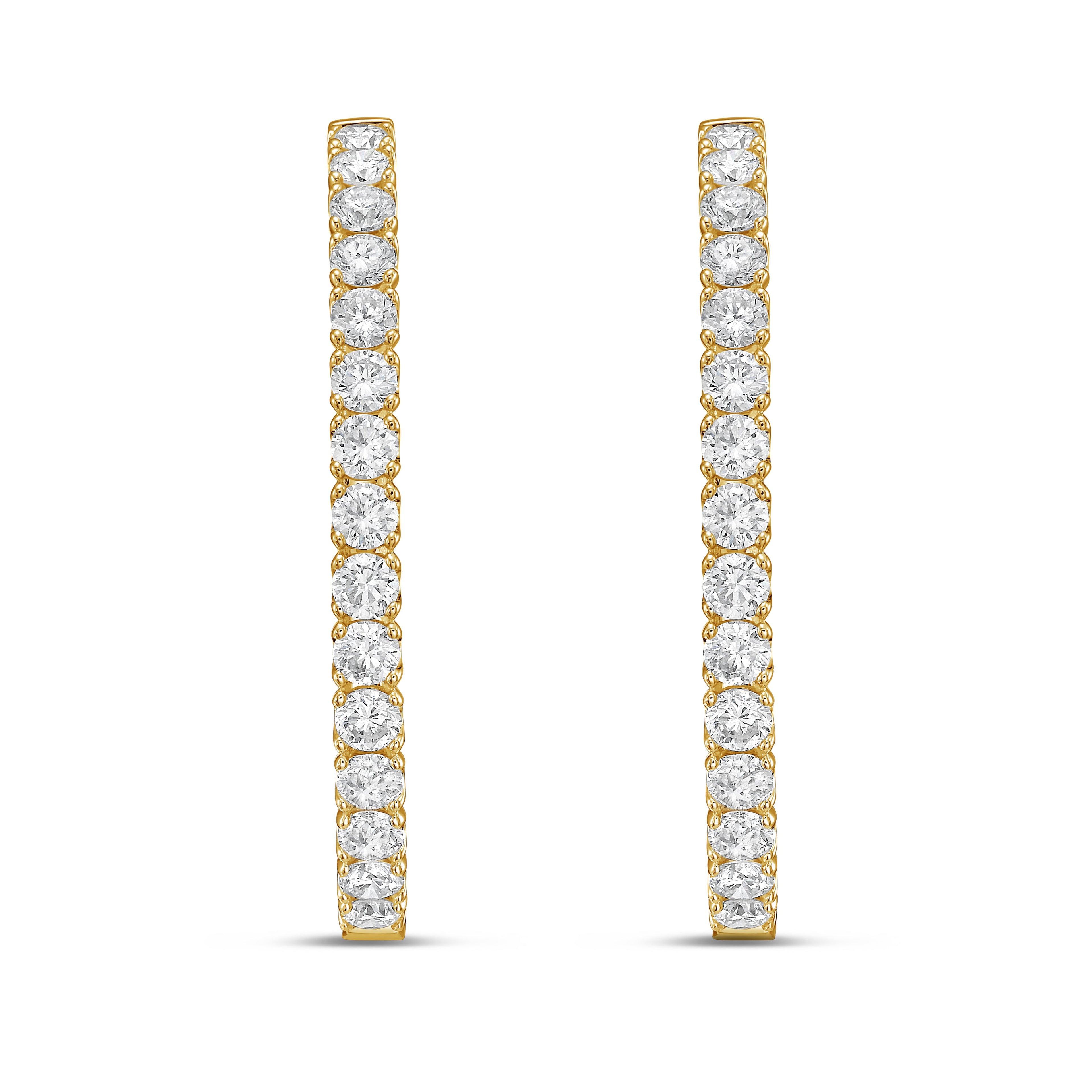 Lab Grown Round Diamond Oval Shape Hoop Earrings - 1.50"