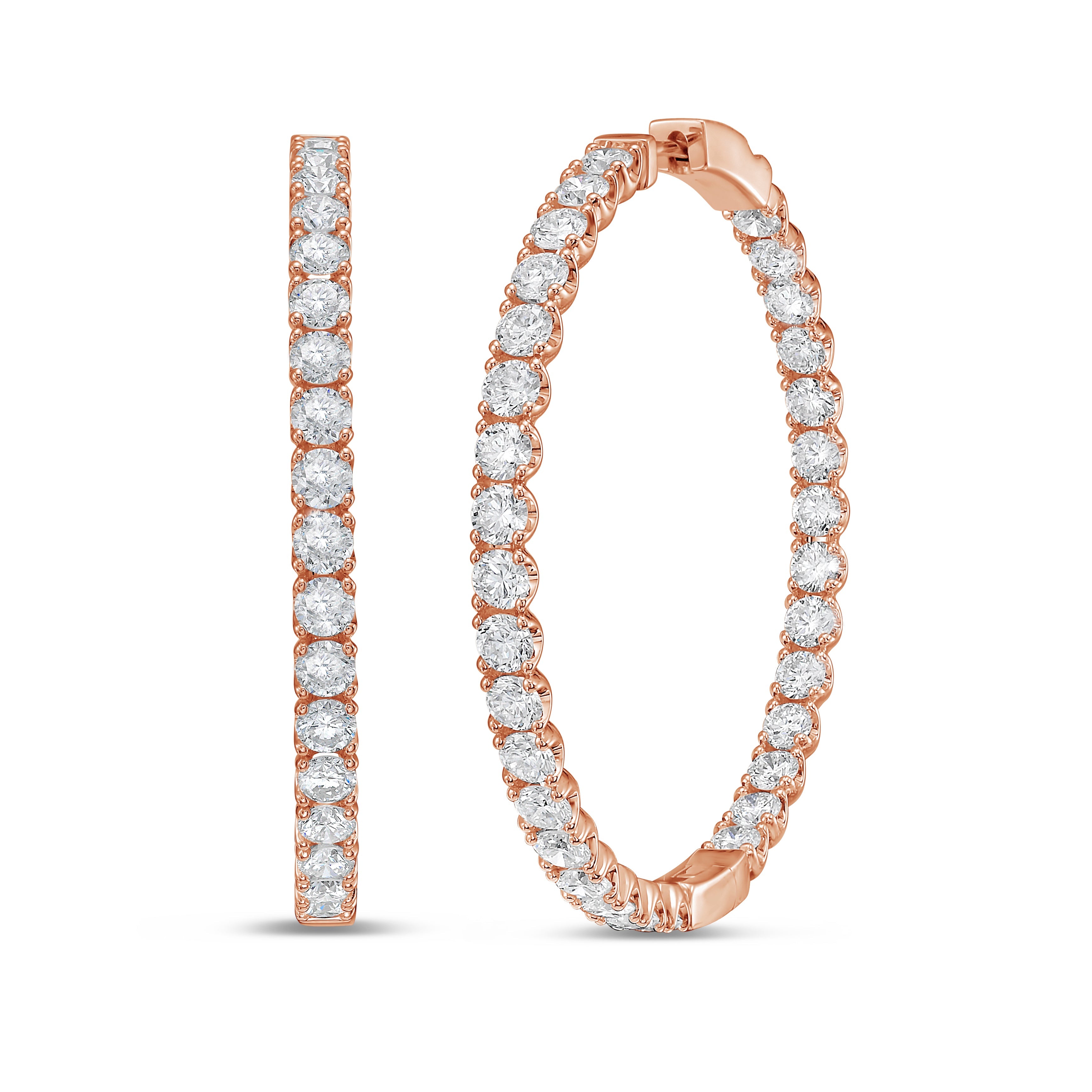 Lab Grown Round Diamond Hoop Earrings - 1.50"