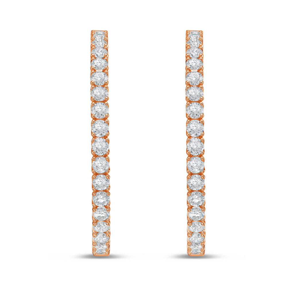 Lab Grown Round Diamond Hoop Earrings - 1.50"