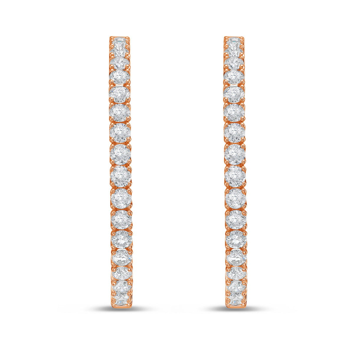 Lab Grown Round Diamond Hoop Earrings - 1.50"