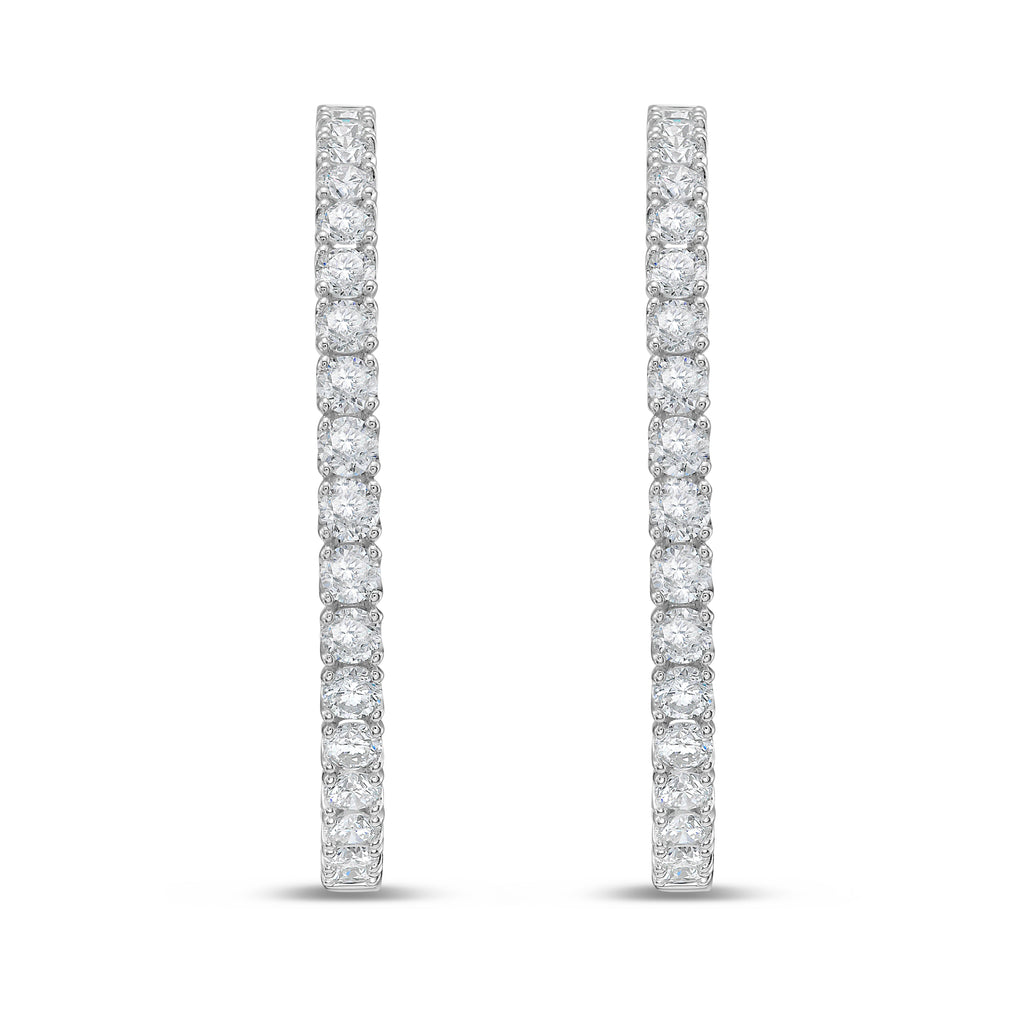 Lab Grown Round Diamond Hoop Earrings - 1.50"