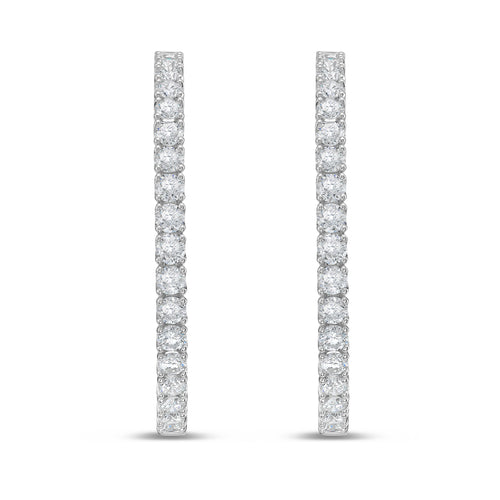 Lab Grown Round Diamond Hoop Earrings - 1.50"