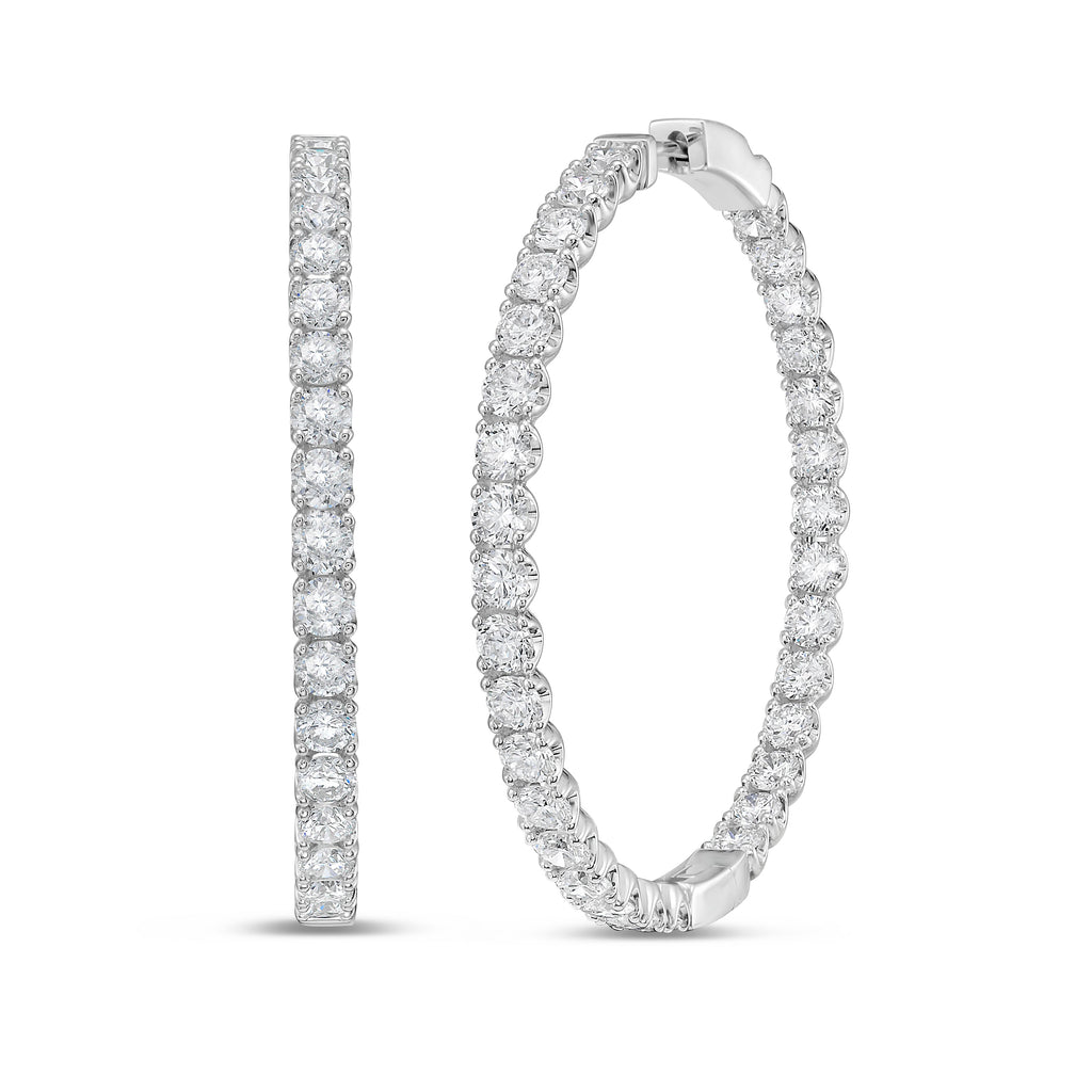 Lab Grown Round Diamond Hoop Earrings - 1.50"