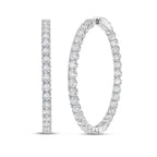 Lab Grown Round Diamond Hoop Earrings - 1.50"