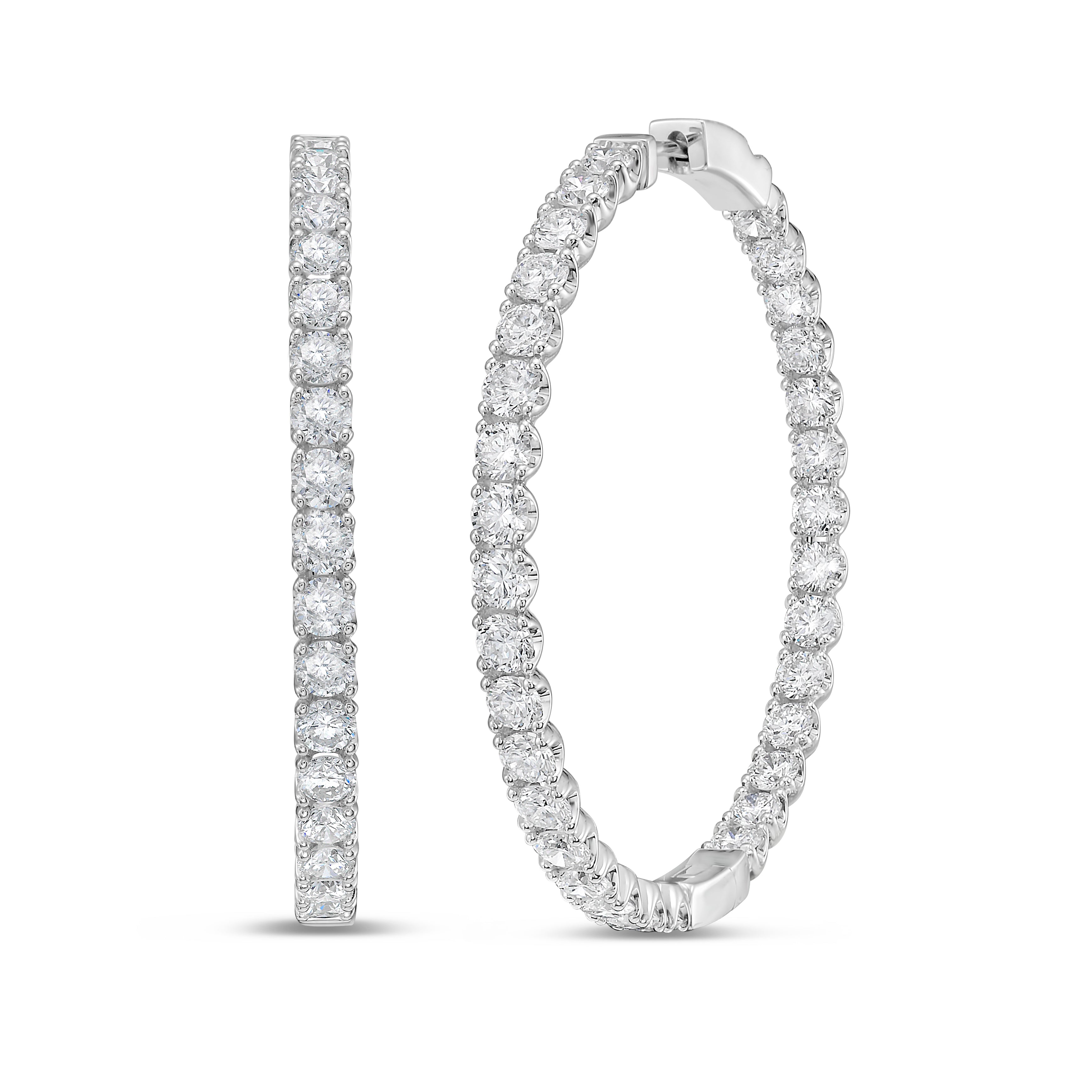 Lab Grown Round Diamond Hoop Earrings - 1.50"