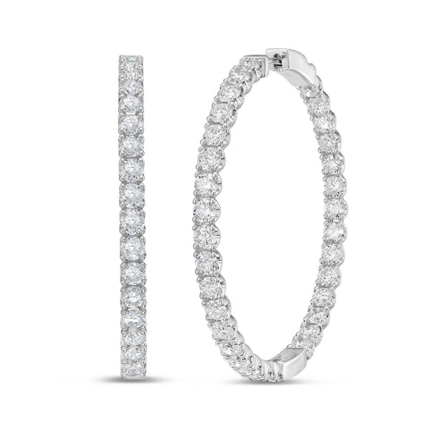 Lab Grown Round Diamond Hoop Earrings - 1.50"