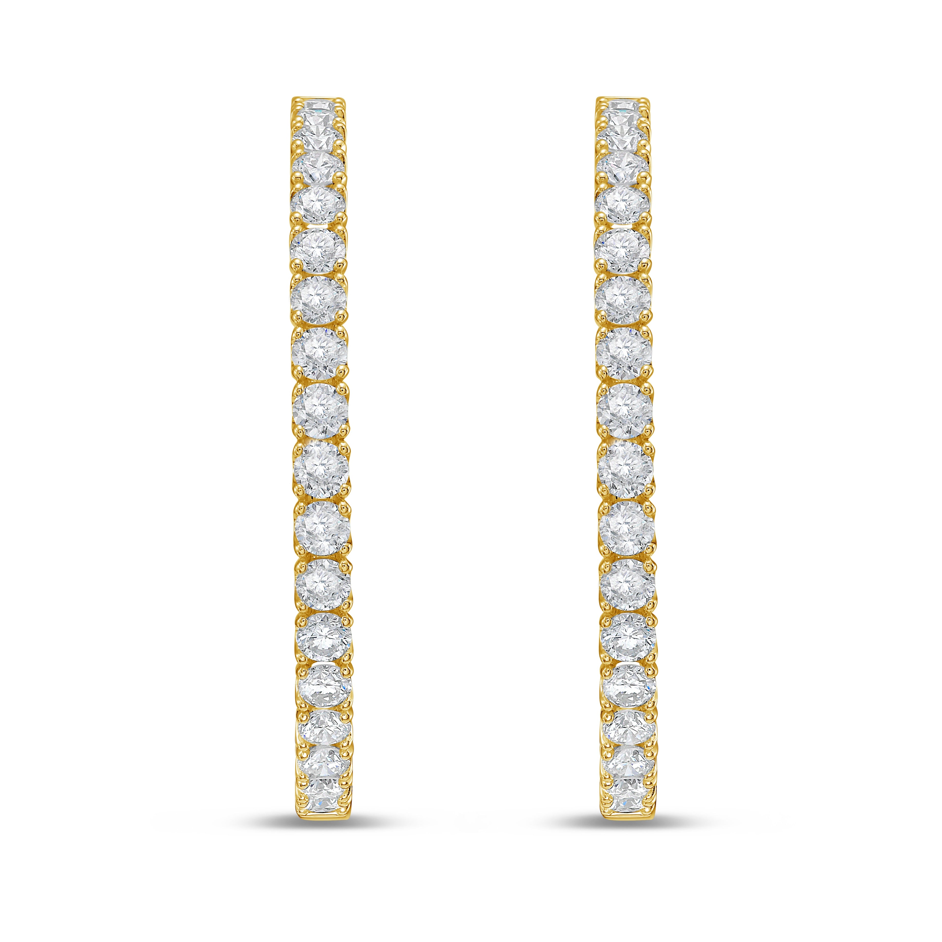Lab Grown Round Diamond Hoop Earrings - 1.50"