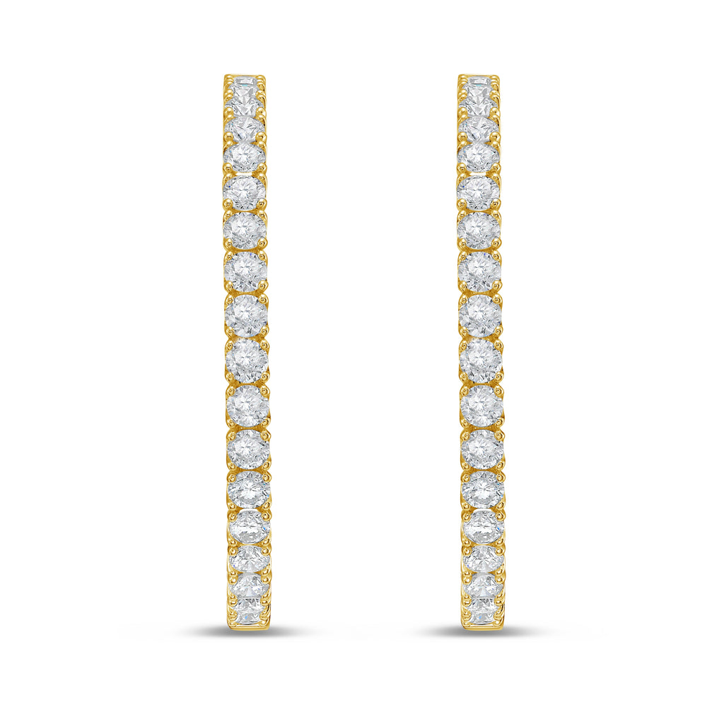 Lab Grown Round Diamond Hoop Earrings - 1.50"