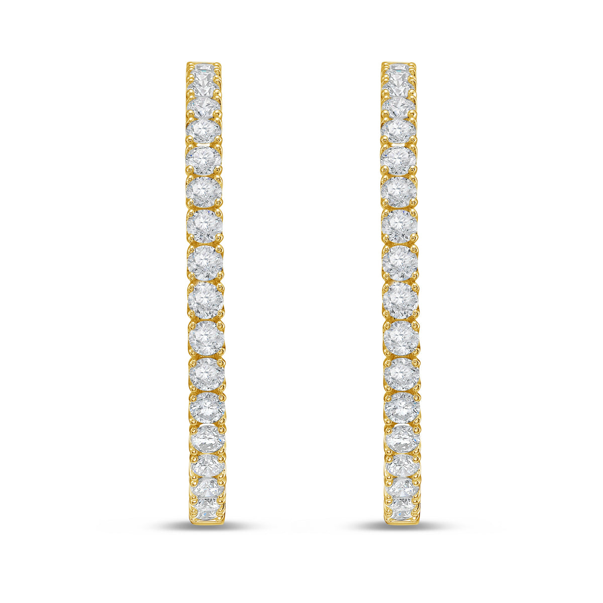 Lab Grown Round Diamond Hoop Earrings - 1.50"