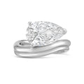 Lab-Grown Pear Solitaire Ring with Wavy Band
