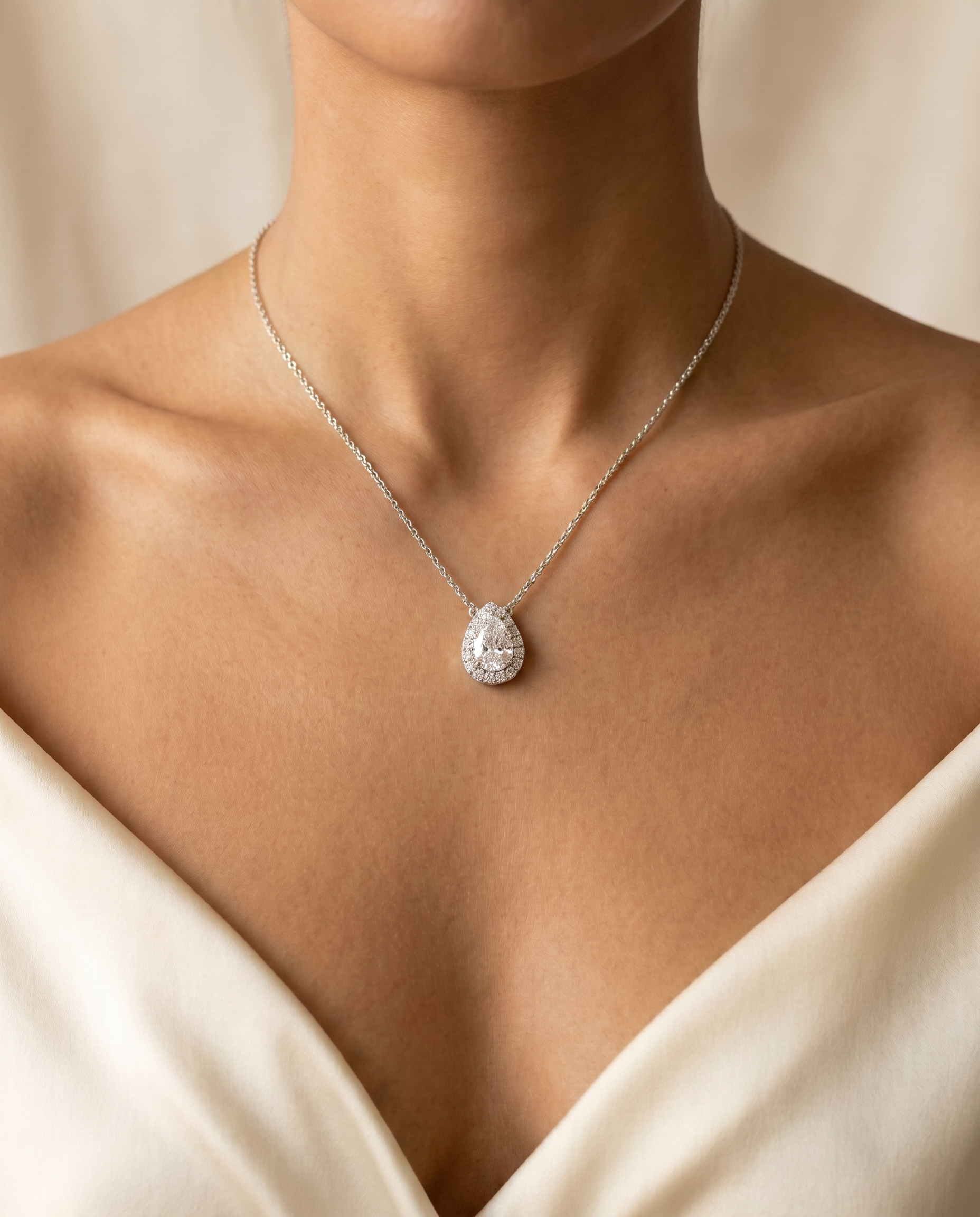 Roman And Jules Pave Diamond Halo Semi Mount Necklace MN807-2