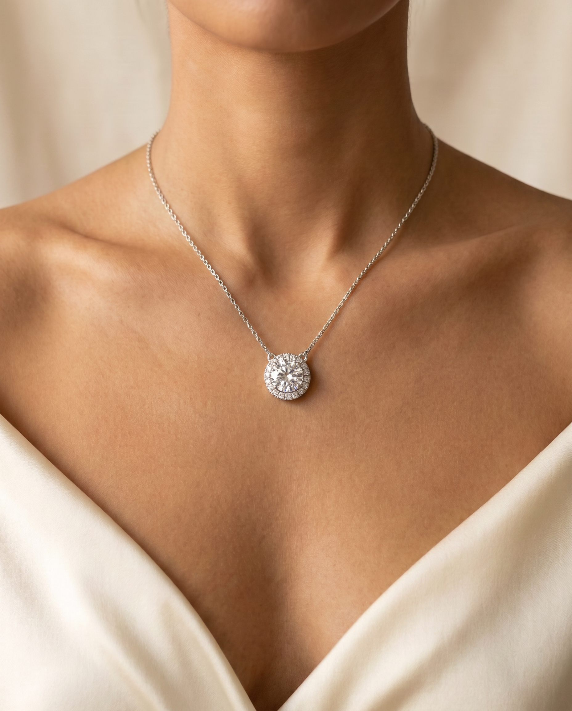 Roman And Jules Pave Diamond Halo Semi Mount Necklace MN807C-1