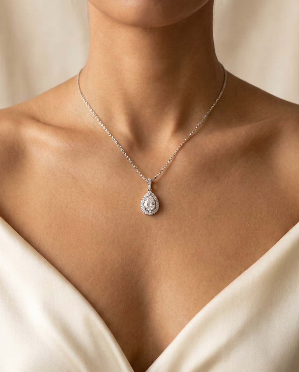 Roman And Jules Pave Diamond Halo Semi Mount Necklace MN807-1
