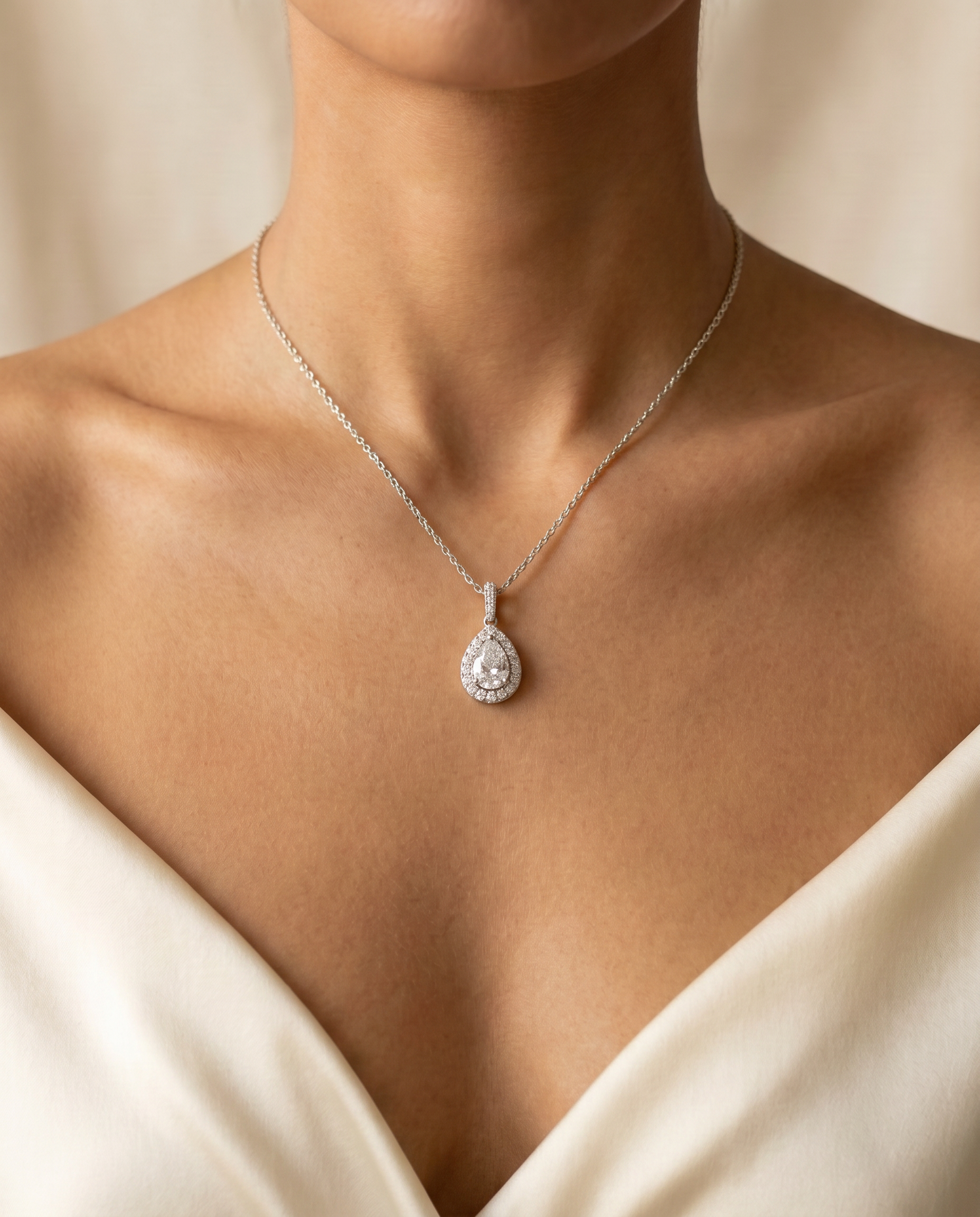Roman And Jules Pave Diamond Halo Semi Mount Necklace MN807-1