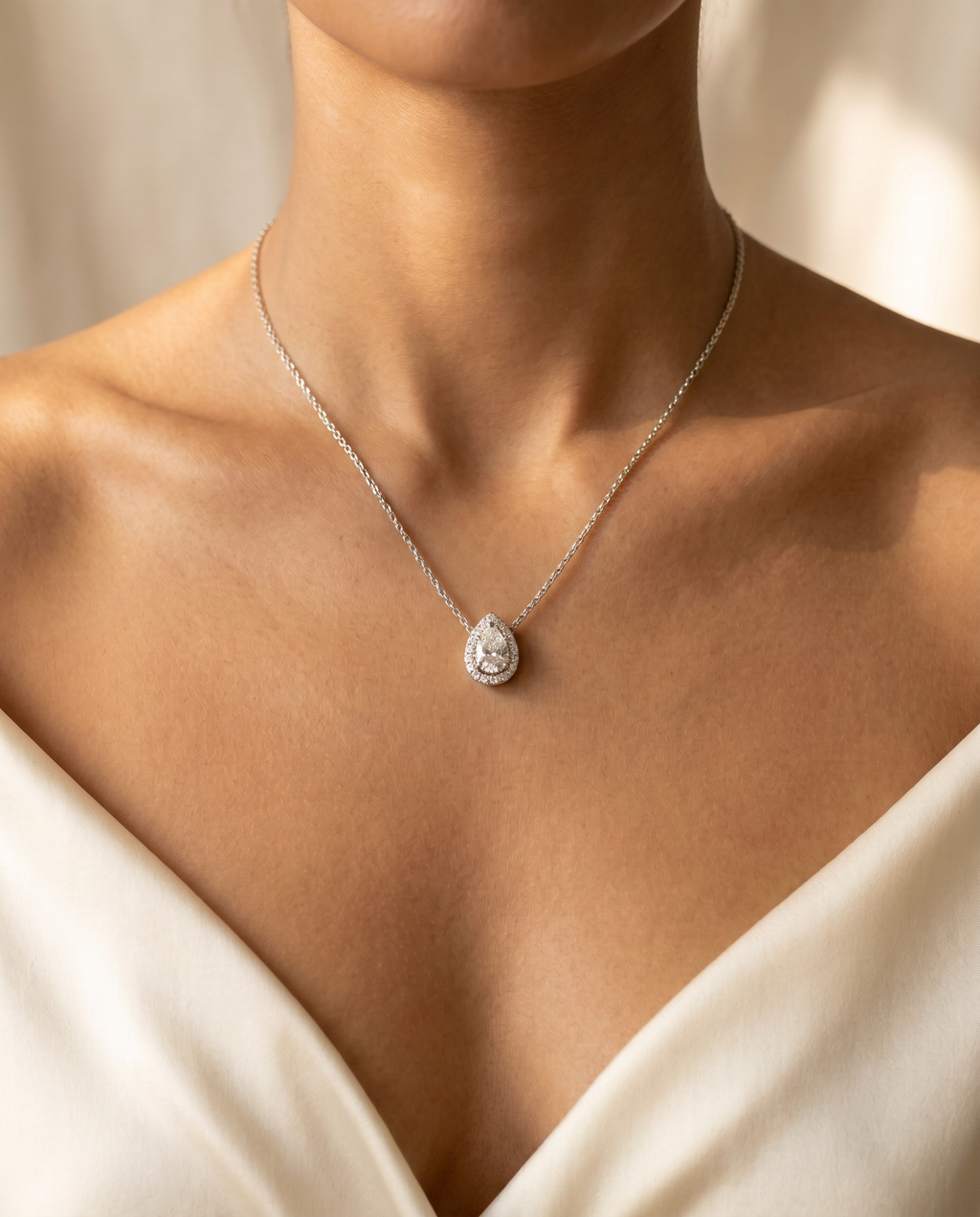 Roman And Jules Pave Diamond Halo Semi Mount Necklace MN807-3