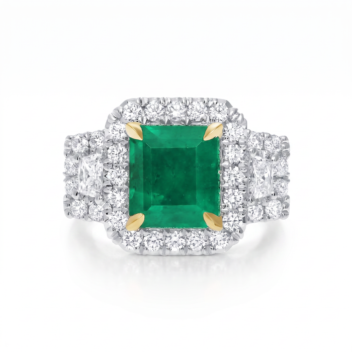 18K White Gold Diamond Three Stone Ring
