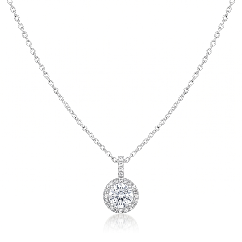 Roman And Jules Pave Diamond Halo Semi Mount Necklace MN807C-1