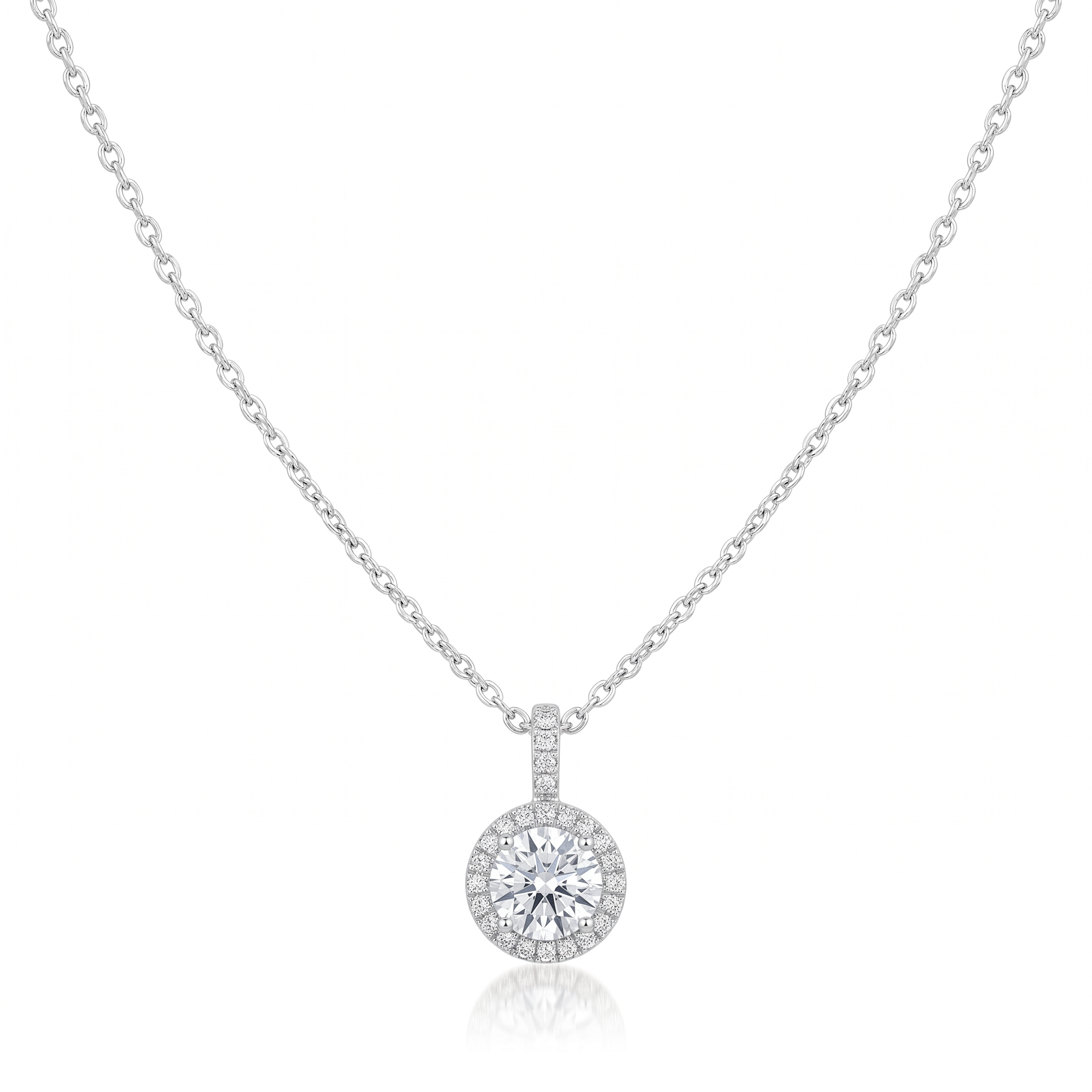 Roman And Jules Pave Diamond Halo Semi Mount Necklace MN807C-1