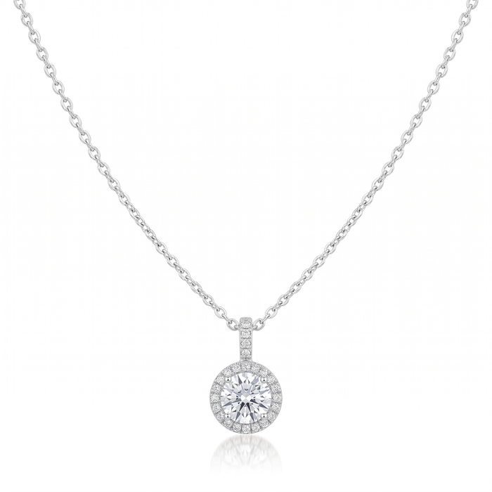 Roman And Jules Pave Diamond Halo Semi Mount Necklace MN807C-1