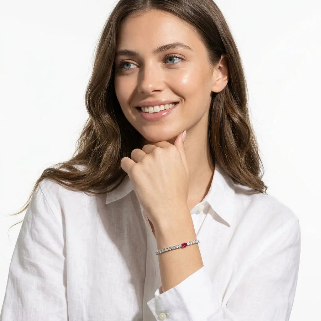 10 Carat Tennis Bracelet with Ruby