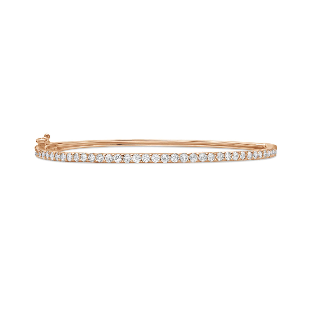 Lab-Grown Round Diamond Bangle Bracelet, 14K Gold