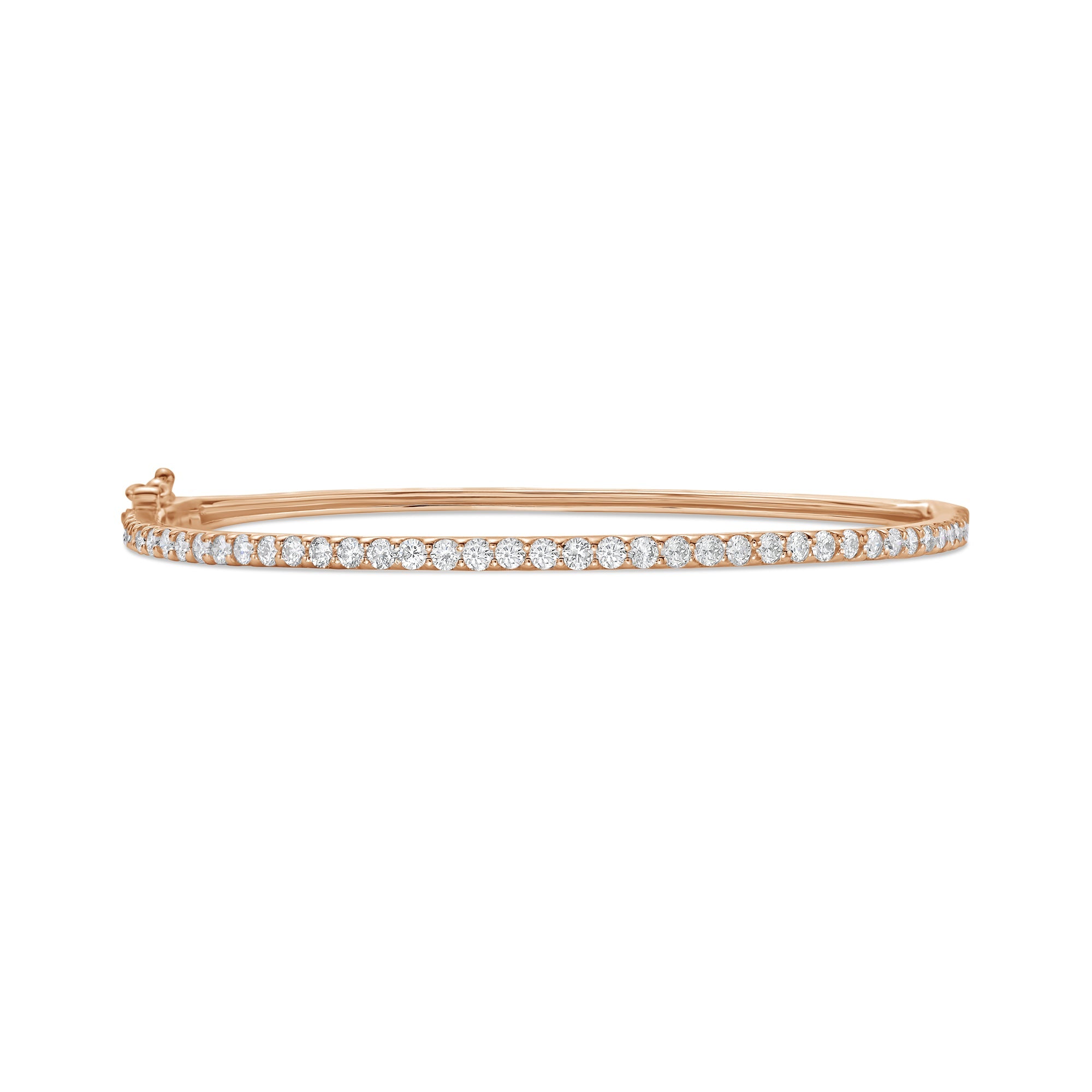Lab-Grown Round Diamond Bangle Bracelet, 14K Gold