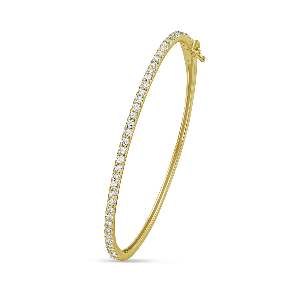 Lab-Grown Round Diamond Bangle Bracelet, 14K Gold