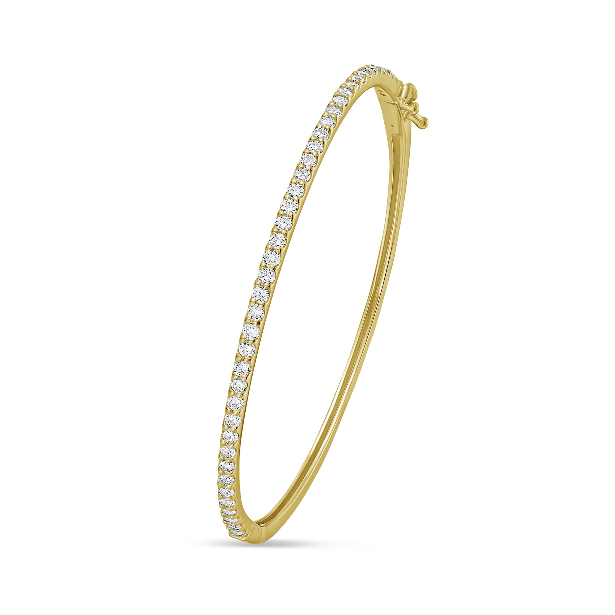 Lab-Grown Round Diamond Bangle Bracelet, 14K Gold