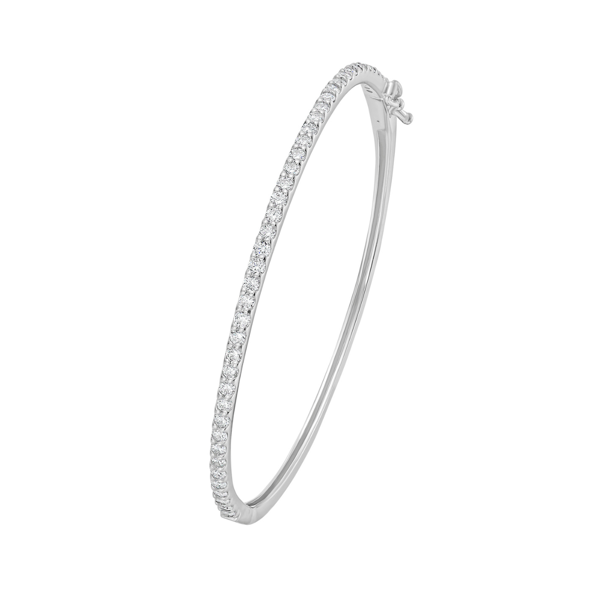 Lab-Grown Round Diamond Bangle Bracelet, 14K Gold