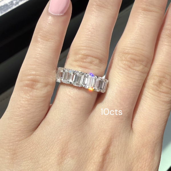 Lab Grown Emerald Cut Diamond Eternity Band