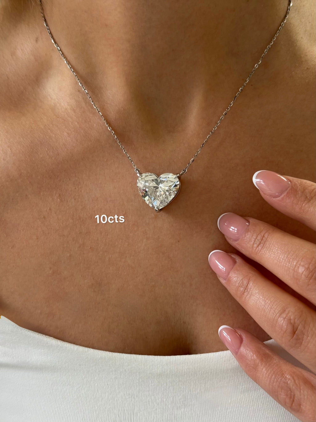 Lab-Grown Heart Shape Diamond Pendant, 14k Gold