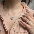Lab-Grown Heart Diamond Halo Pendant By the Yard Necklace