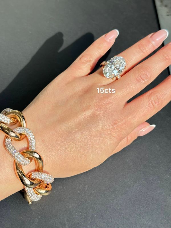 Lab-Grown Oval Diamond Ring With Accents