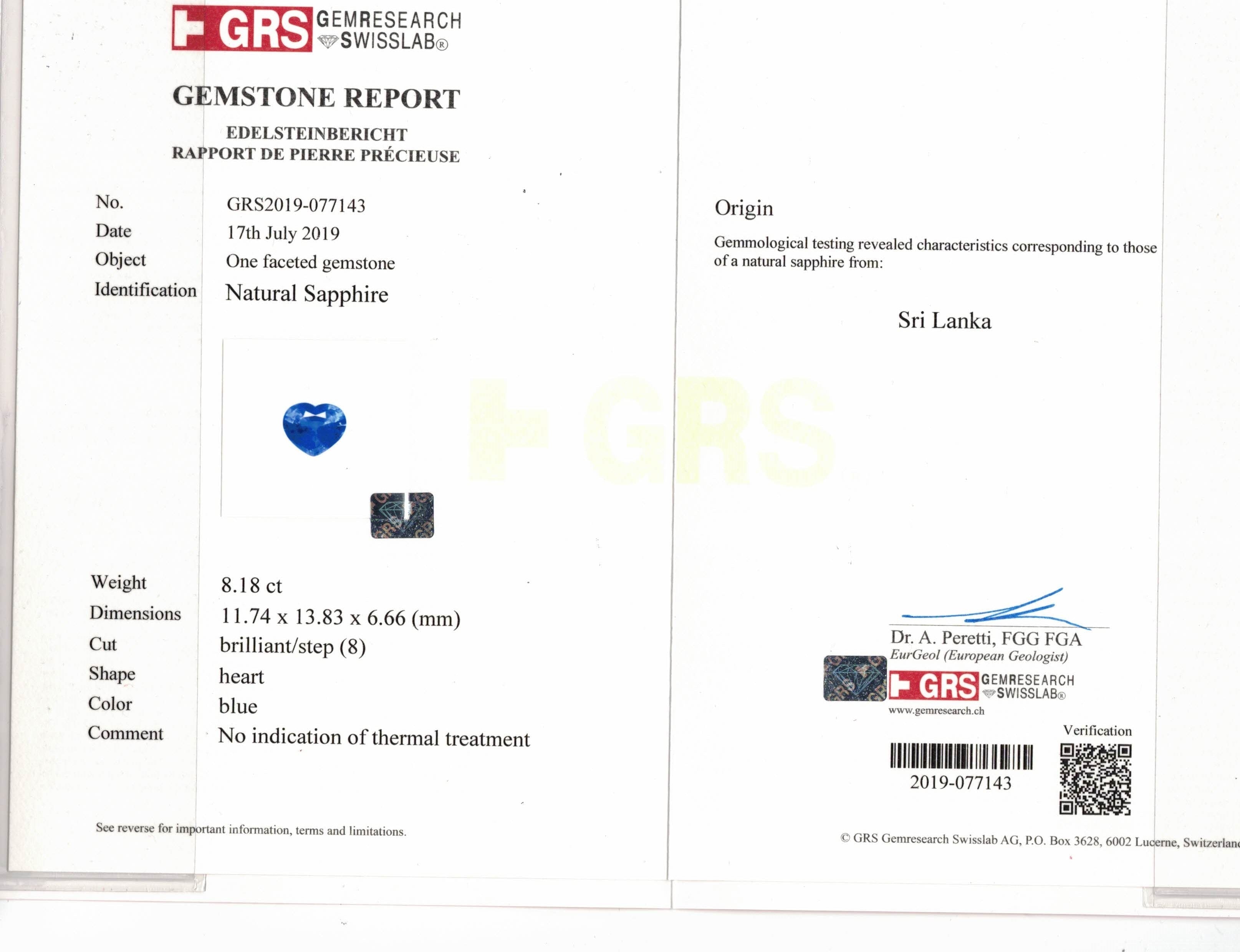 Sapphire Heart and Round Diamond Pendant