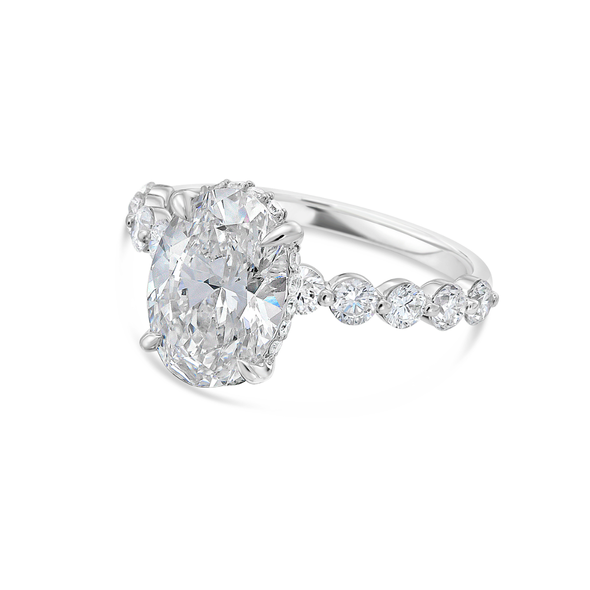Lab-Grown Oval & Round Cut Diamond Engagement Ring
