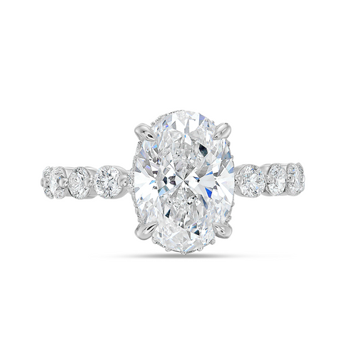 Lab-Grown Oval & Round Cut Diamond Engagement Ring