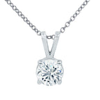 Lab Grown Rabbit Ear Round Diamond Solitaire Pendant
