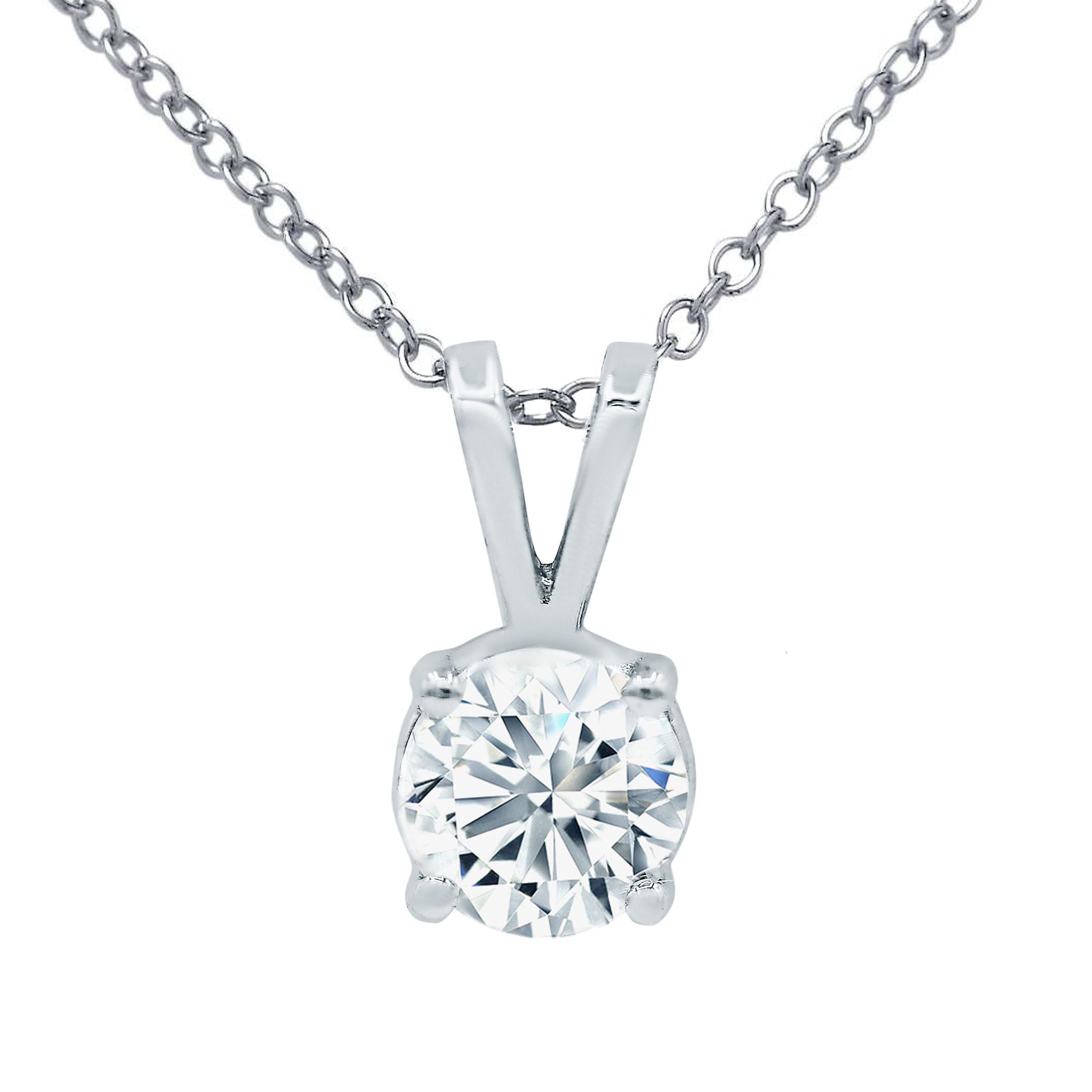 Lab Grown Rabbit Ear Round Diamond Solitaire Pendant